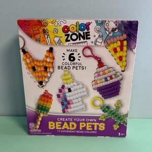 Color Zone Make 6 Colorful Bead Pets Keychains, Kids Arts & Crafts, New